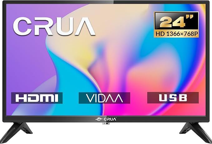N/A CRUA VIDAA Smart TV 24 Zoll (60 cm) HD Fernseher mit Triple Tuner DVB-C/S2/T2, HDMI/USB