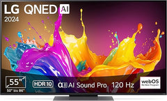 N/A LG 55QNED86T6A 55 Zoll (139 cm) QNED 4K UHD Fernseher mit webOS 24, α8 AI-Prozessor, 120Hz & Filmmaker Mode 2024