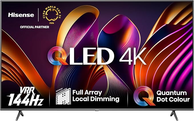 Hisense 65E7NQ Pro 164 cm (65 Zoll) Fernseher, 4K UHD, QLED, Smart TV, Total HDR, Dolby Vision IQ Atmos, 144Hz (VRR), HDMI 2.1, Game Mode PRO, Triple Tuner, Alexa Built-In, Dunkelgrau, [2024]