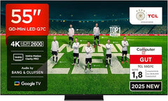 TCL 55Q7C QLED Mini LED Fernseher, 55 Zoll, 4K HDR Premium, Dolby Vision IQ & Atmos, Smart TV mit Google TV, Bang & Olufsen 6.2.2 Sound, 144Hz VRR, AMD FreeSync Premium Pro, HDMI 2.1, AirPlay 2, Alexa