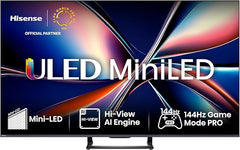 Hisense 65U7Q Fernseher 65 Zoll, 4K Mini LED ULED, Smart TV, Hi-View AI Engine, 144Hz Game Mode Pro, FreeSync Premium, Built in Subwoofer, Dolby Vision IQ Atmos, Airplay, Sprachsteuerung[2025]