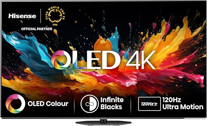 Hisense 65A85N 164cm (65 Zoll) Fernseher, 4K UHD OLED Smart TV,120Hz, HDMI 2.1, Game Mode Pro, AMD FreeSync Premium, Dolby Vision IQ & Atmos, Bluetooth, Alexa Built-in, Schwarz, [2024]